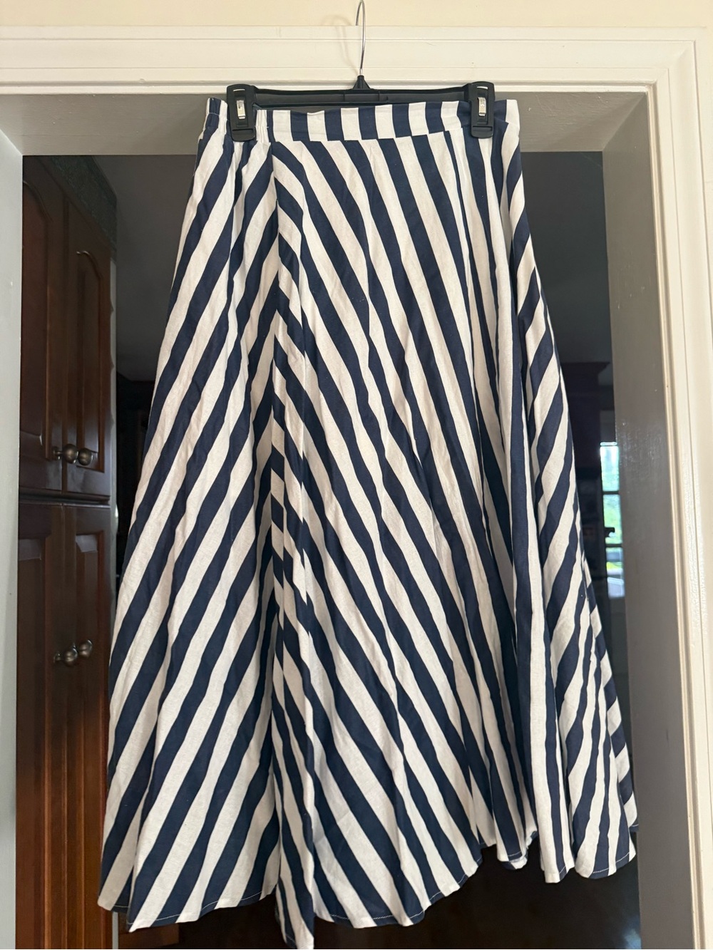 By Together Navy and White Striped Circle Skirt